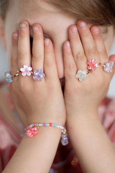 Boutique Shimmer Flower Rings - Lemon And Lavender Toronto