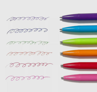 Bright Writers Colored Ink Retractable Ballpoint Pens - Set of 6 - Lemon And Lavender Toronto