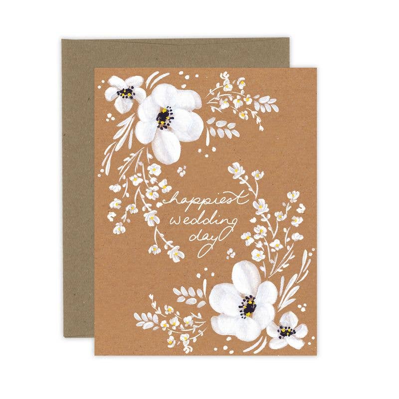 Happiest Wedding Day Floral Card