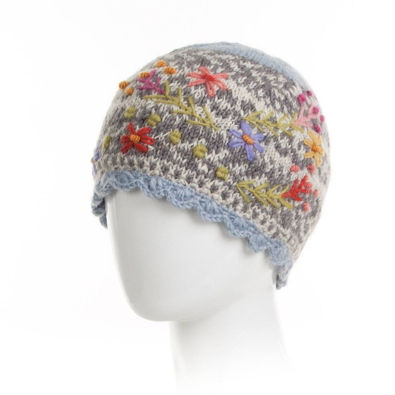 Lost Horizons Canada - Sadie Floral Embroidered Wool Beanie Hat