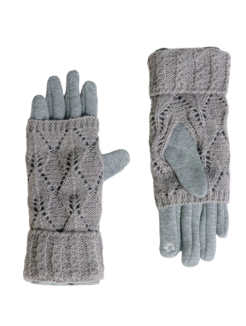 Cable Knitted Double Layered Gloves (3 ways to wear) - Lemon And Lavender Toronto