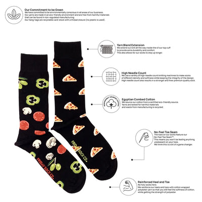 Men’s Black Pizza & Topping Socks