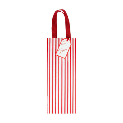 Candy Canes Red Stripes Wine & Bottle Gift Bag - Lemon And Lavender Toronto