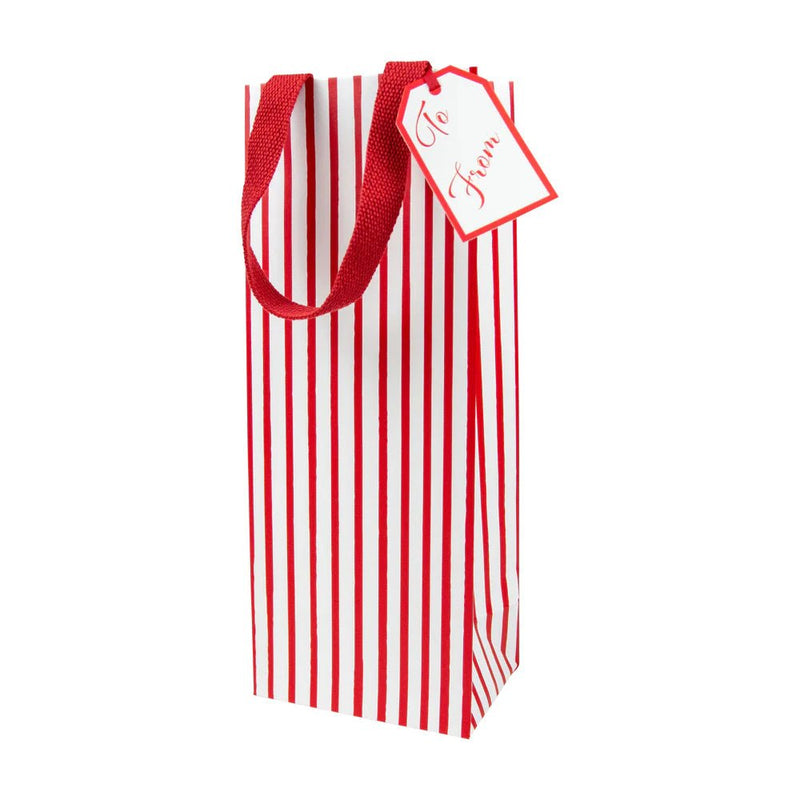 Candy Canes Red Stripes Wine & Bottle Gift Bag - Lemon And Lavender Toronto