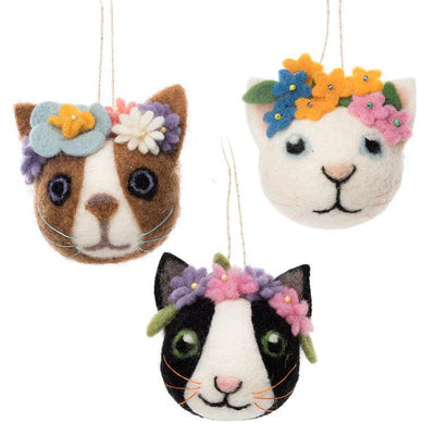 Cat Faces with Flowers Ornament - Lemon And Lavender Toronto