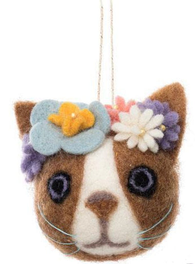 Cat Faces with Flowers Ornament - Lemon And Lavender Toronto