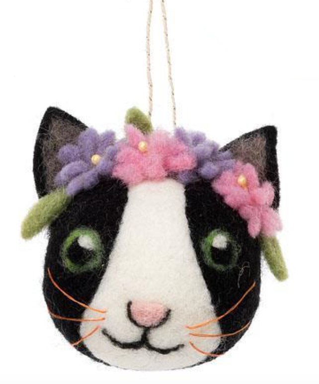 Cat Faces with Flowers Ornament - Lemon And Lavender Toronto