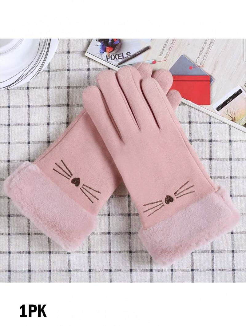 Cat Gloves w/ Faux Fur Trims - Lemon And Lavender Toronto