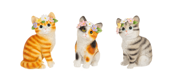 Cat with Floral Headband Figurine - Lemon And Lavender Toronto