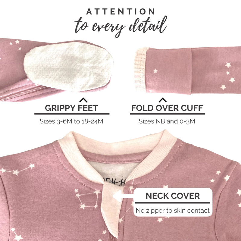 Galaxy Love - Pink - Babysuit - Footed- Zippy Jamz