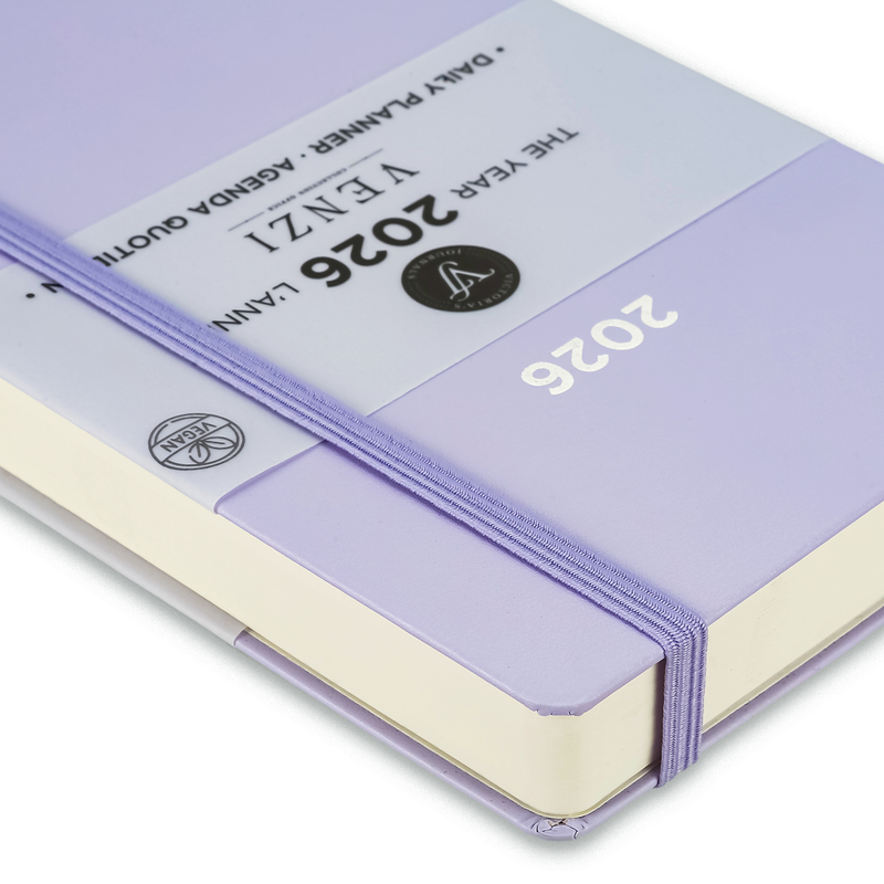 2026 Venzi Daily Planner – Lilac Vegan Leather with Elastic