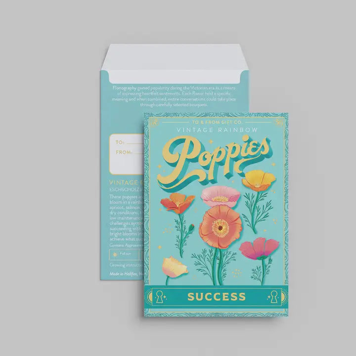 Vintage Rainbow Poppies (Success) - Floriography Seed Packet