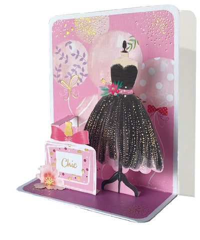 Chic Black Dress Pop - Up Small 3D Card - Lemon And Lavender Toronto