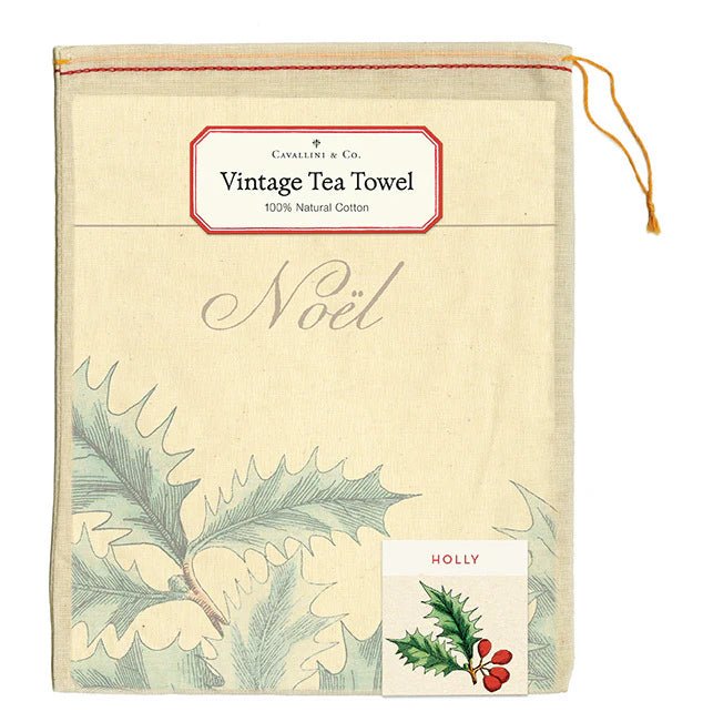 Christmas Holly Vintage Tea Towel - Lemon And Lavender Toronto