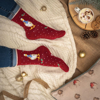 'CHRISTMAS SCARVES' DUCK SOCKS - Lemon And Lavender Toronto