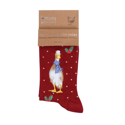 'CHRISTMAS SCARVES' DUCK SOCKS - Lemon And Lavender Toronto