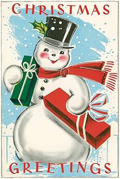 Christmas Snowman Vintage Card - Lemon And Lavender Toronto