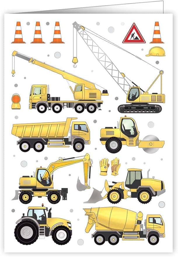 Classic Construction Trucks Greeting Card - Lemon And Lavender Toronto