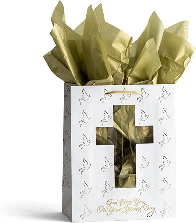 Confirmation /Communion Gold Cross Large Gift Bag - Lemon And Lavender Toronto