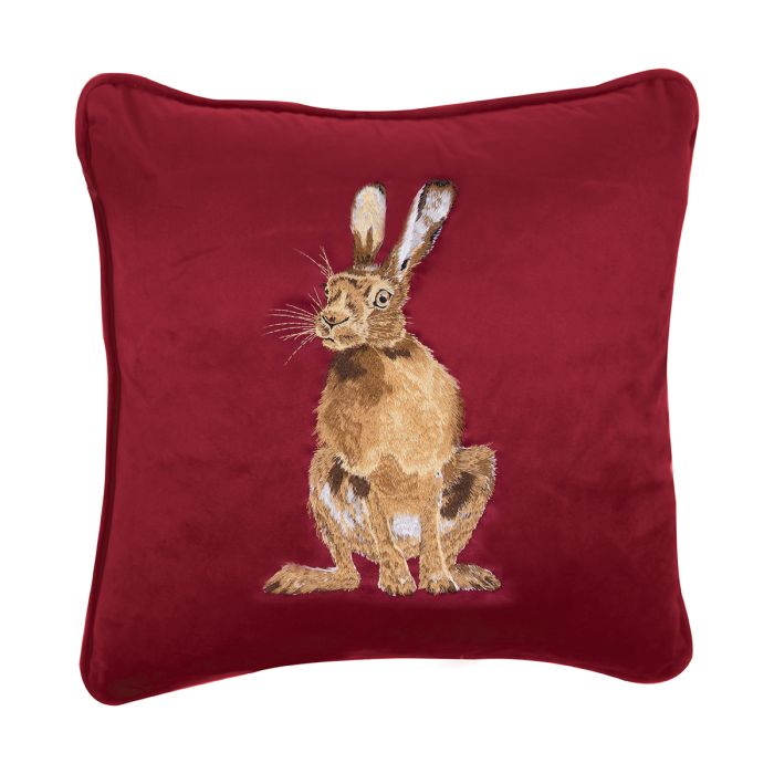 Golden Hour  Hare Embroidered Cushion Cover