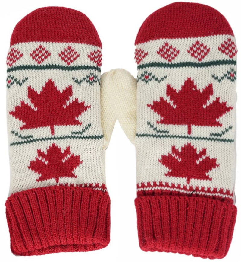Aztek Print Maple Leaf Mittens