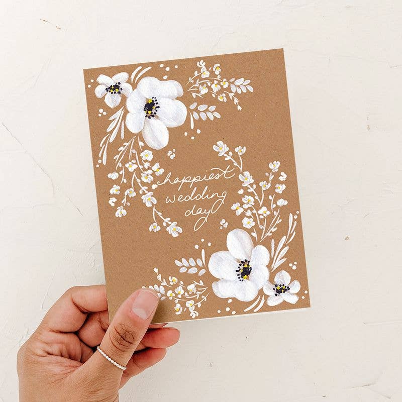 Happiest Wedding Day Floral Card