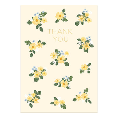 Dainty Yellow Blue Flowers Thank You Greeting Card - Lemon And Lavender Toronto