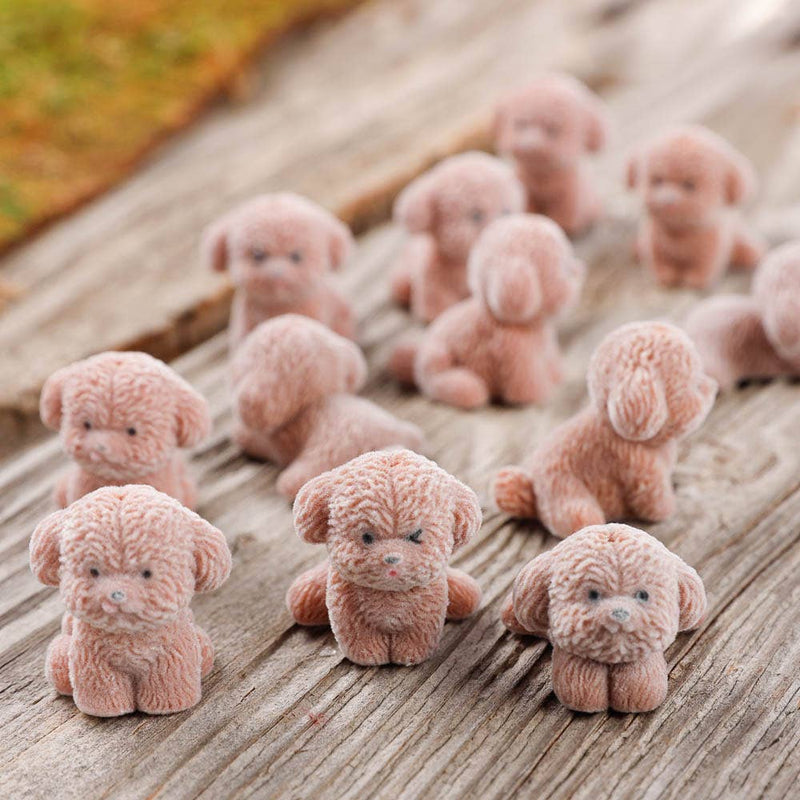 Flocked Brown Mini Baby Puppy Dog - Sold Individually