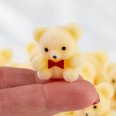 Miniature Yellow Flocked Teddy Bear- Sold Individually