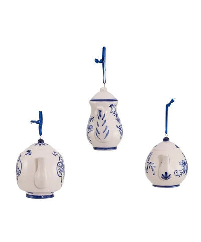 Delft Blue Teapot Ornaments, 3 Assorted - Lemon And Lavender Toronto