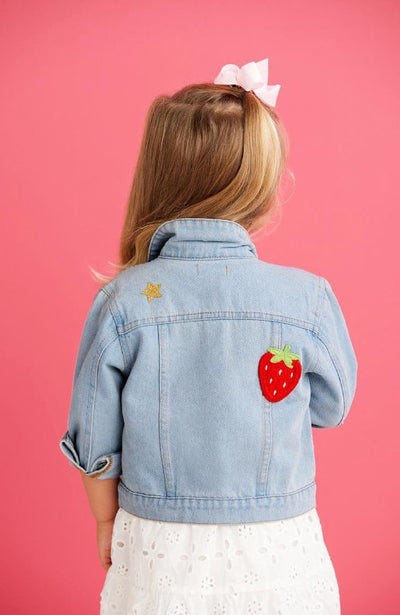 Denim Ruffle Patch Jacket - Lemon And Lavender Toronto