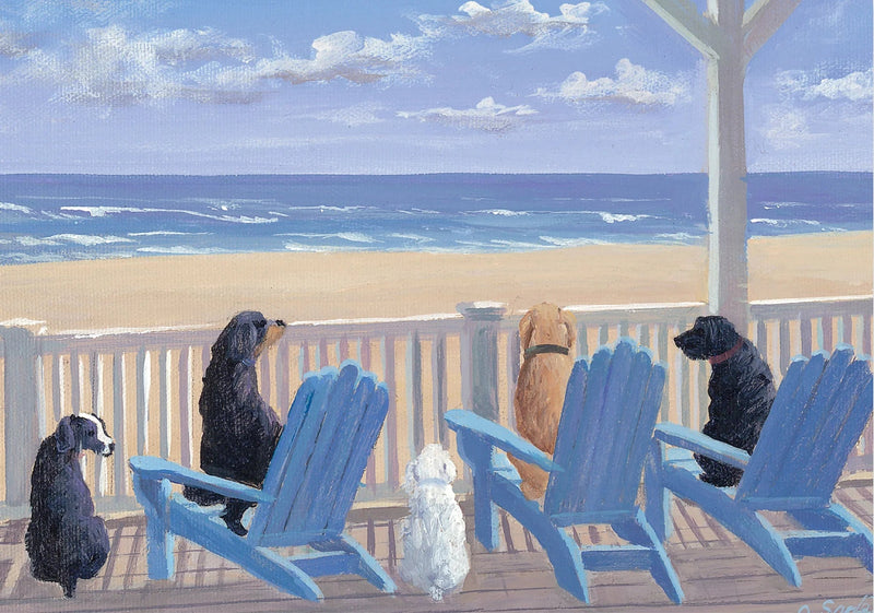 Dogs On Deck Chairs Note Cards - Lemon And Lavender Toronto