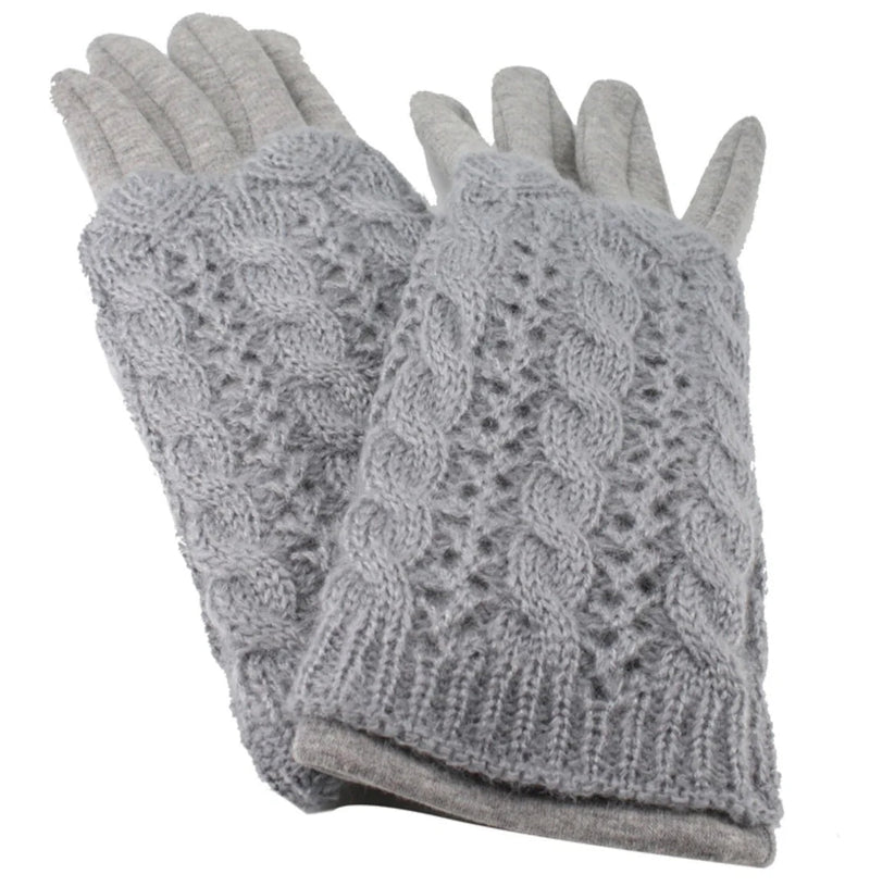 Double Layered Cable Knit Touch Screen Glove - Lemon And Lavender Toronto