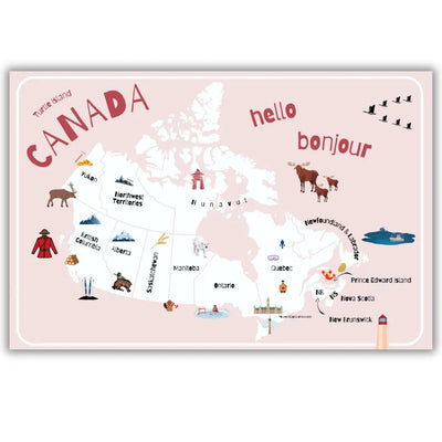 Reusable Double Sided Map of Canada Placemat For Kids