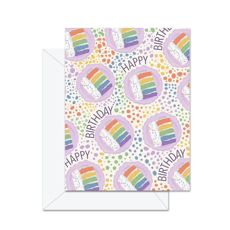 Happy Birthday Rainbow Cake Pattern - Greeting Card