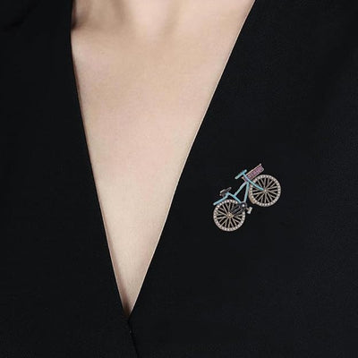 Vintage Style Bicycle Brooch with Cubic Zirconia Accents