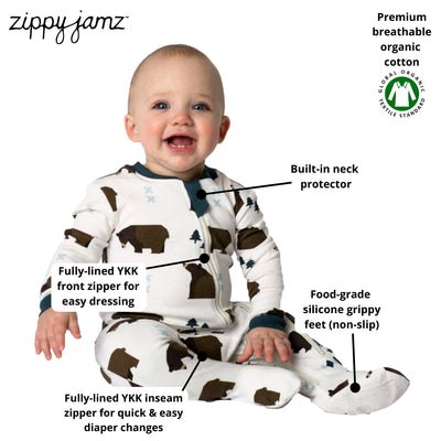 Little Grizzle - Babysuit - Footed- Zippy Jamz