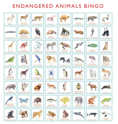 Endangered Animals Bingo - Lemon And Lavender Toronto