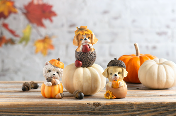 Autumn Harvest Puppy Figurine