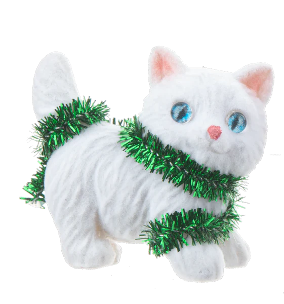 Meowy Christmas White Kitten Token Charm