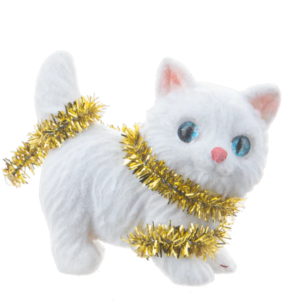 Meowy Christmas White Kitten Token Charm