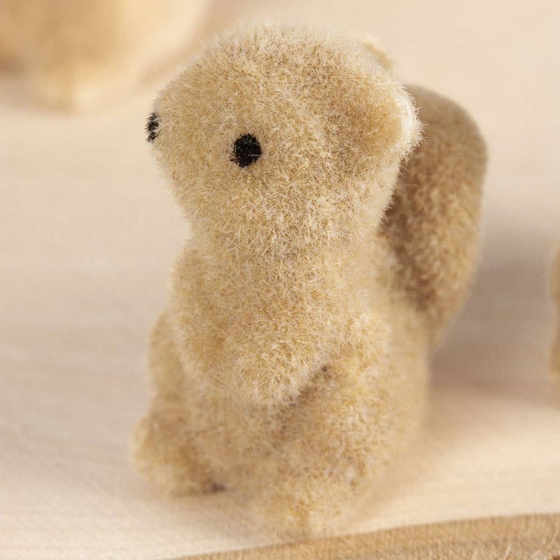 1" Miniature Flocked Squirrel
