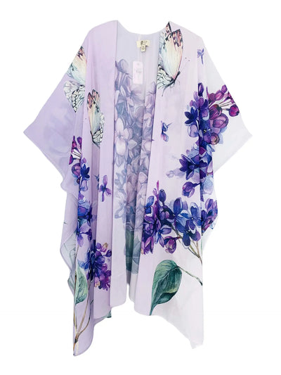 Purple Floral & Butterfly Kimono
