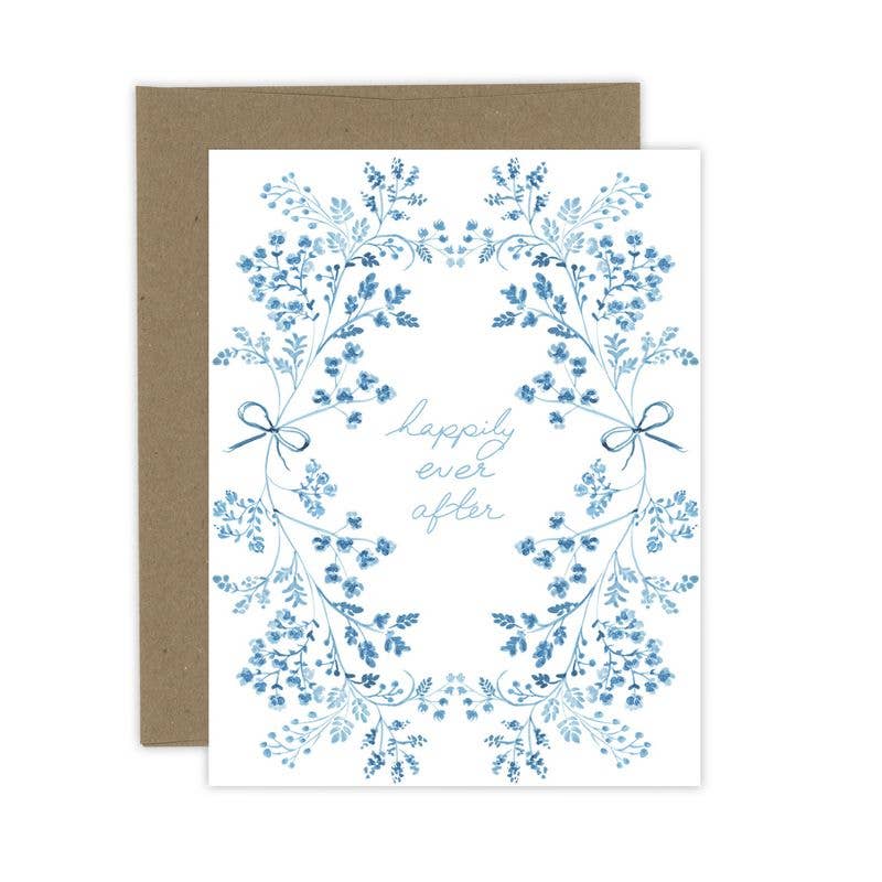 Happily Ever After Floral Wedding Card