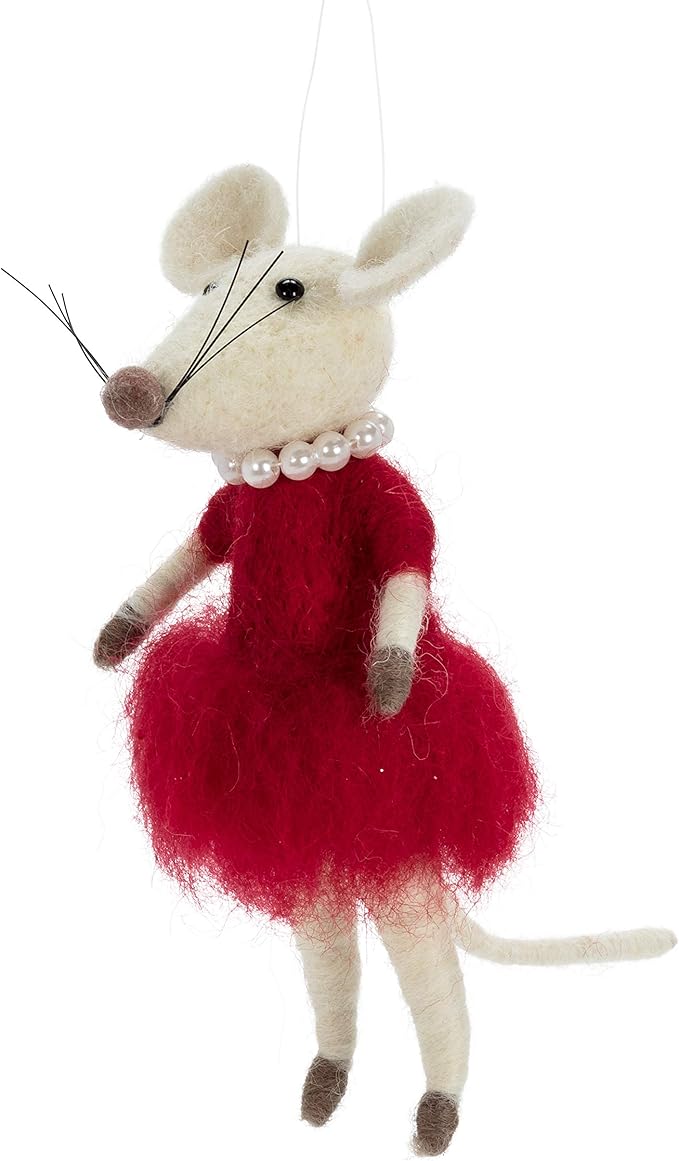 Fancy Mouse in Red Dress Ornament - Lemon And Lavender Toronto