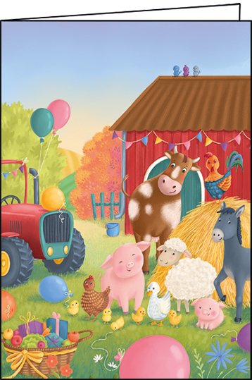 Farm Animals Party Card - Lemon And Lavender Toronto