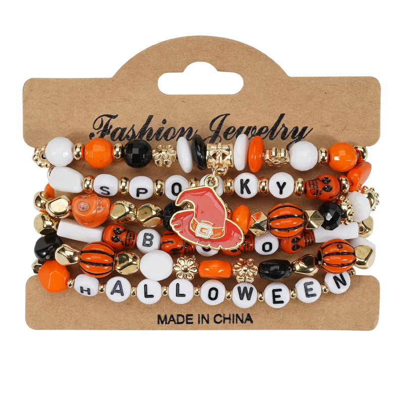 Halloween Multi-Layer Beaded Pendant Bracelet Set