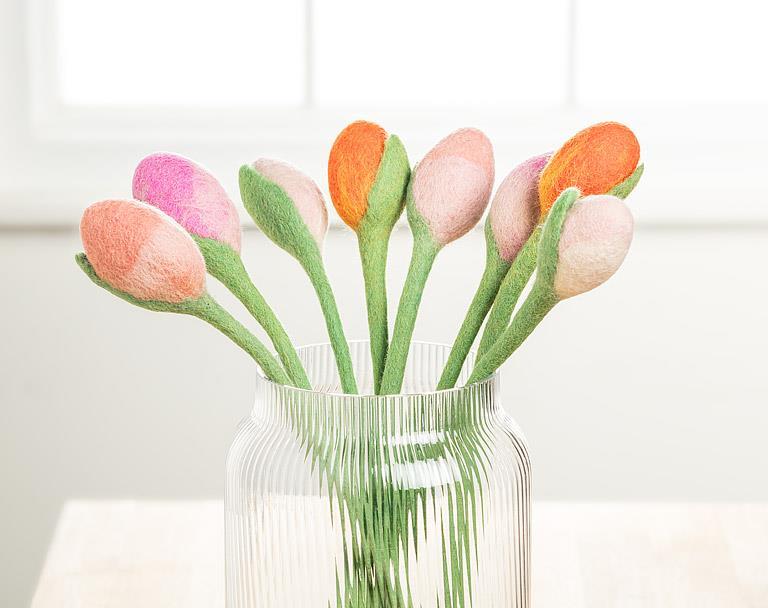 Felt Tulip Stem with Leaf - Lemon And Lavender Toronto