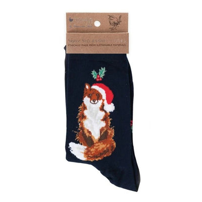 'Festive Fox' Navy Christmas Socks - Lemon And Lavender Toronto