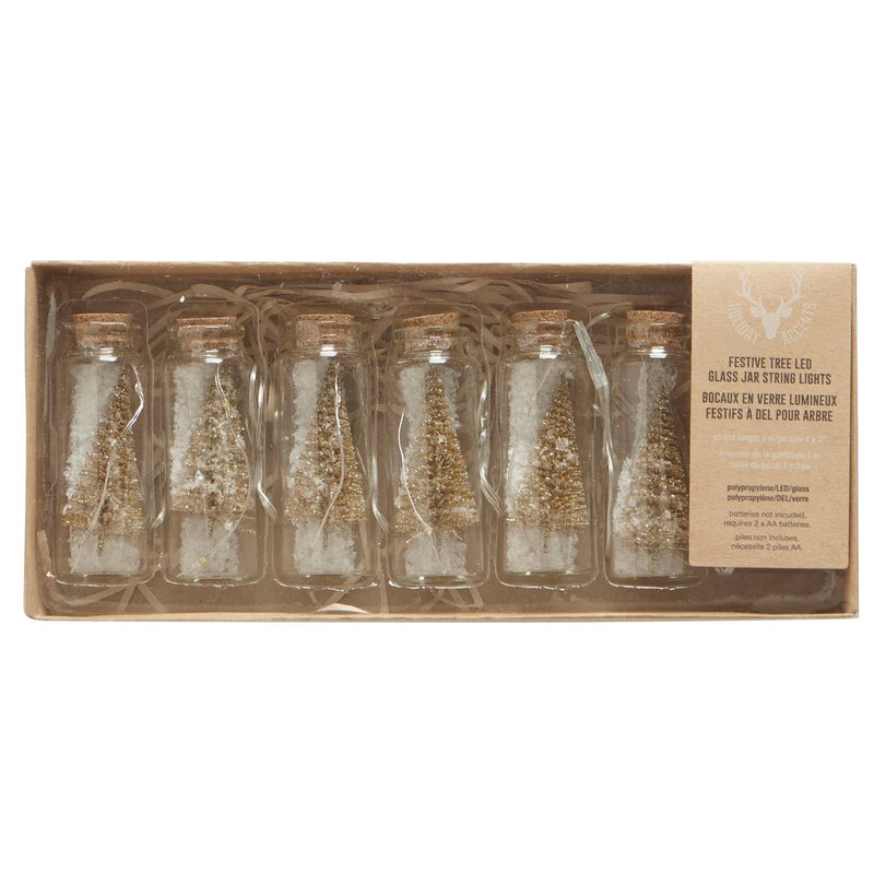 Festive Tree LED Glass Jar String Lights Champagne Gold - Lemon And Lavender Toronto